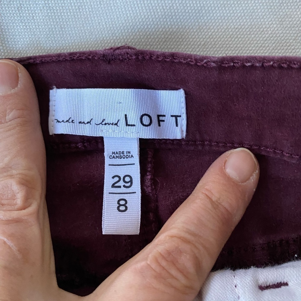 Loft Skinny Velvety Pants maroon Size 8 - Picture 6 of 10